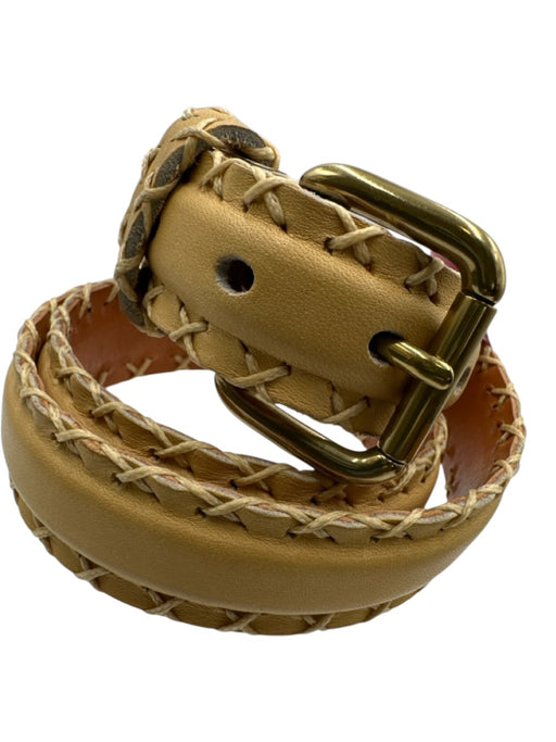 Jean Louis Fernandez Yellow Leather Criss Cross Belts Yellow / 30