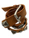 Linea Pelle Silver & Brown Leather Buckle Studded Crystal Belts Silver & Brown / Large