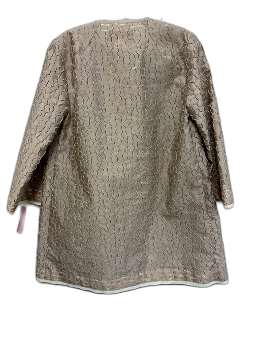 Les Copains Size 38 Beige Polyester & Cotton Textured Long Sleeve Open Jacket Beige / 38