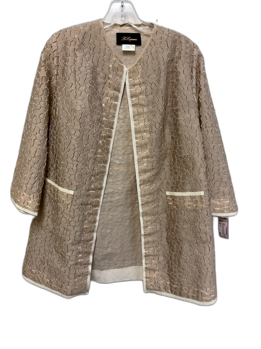 Les Copains Size 38 Beige Polyester & Cotton Textured Long Sleeve Open Jacket Beige / 38