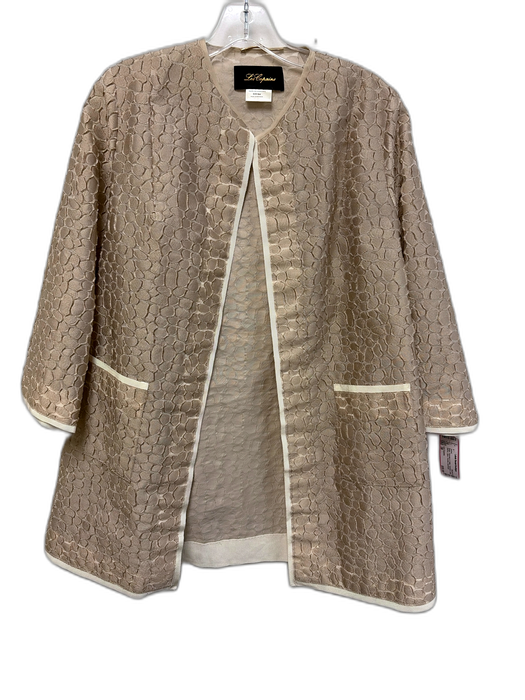 Les Copains Size 38 Beige Polyester & Cotton Textured Long Sleeve Open Jacket Beige / 38