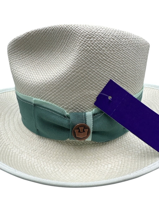 Goorin Bros Mint Green Toquilla Straw Woven Ribbon Wide Brim Fedora Hat Mint Green / Small