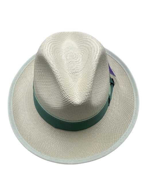 Goorin Bros Mint Green Toquilla Straw Woven Ribbon Wide Brim Fedora Hat Mint Green / Small