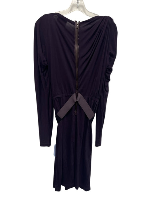 Lanvin Size Est S Dark Purple No Fabric Tag Boat Neck Draped Long Sleeve Dress Dark Purple / Est S