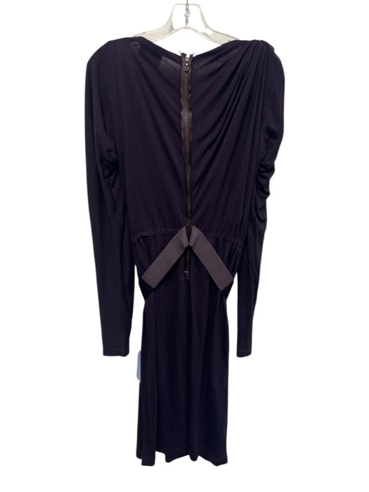Lanvin Size Est S Dark Purple No Fabric Tag Boat Neck Draped Long Sleeve Dress Dark Purple / Est S
