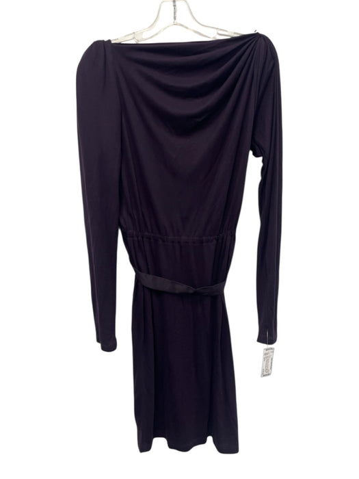 Lanvin Size Est S Dark Purple No Fabric Tag Boat Neck Draped Long Sleeve Dress Dark Purple / Est S