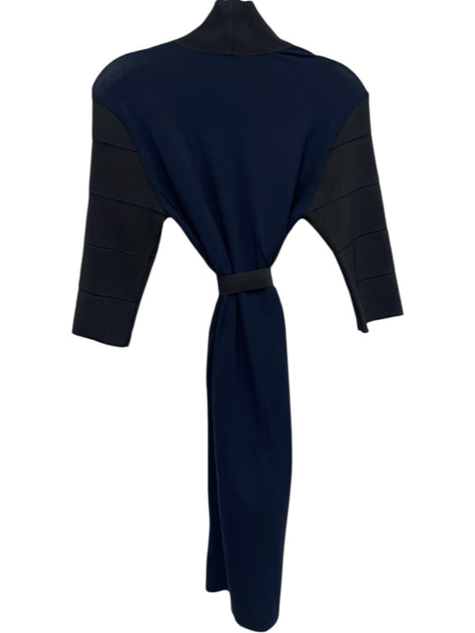 Lanvin Size S Black & Navy Blue Viscose Blend 3/4 Sleeve Wide Turtleneck Dress Black & Navy Blue / S