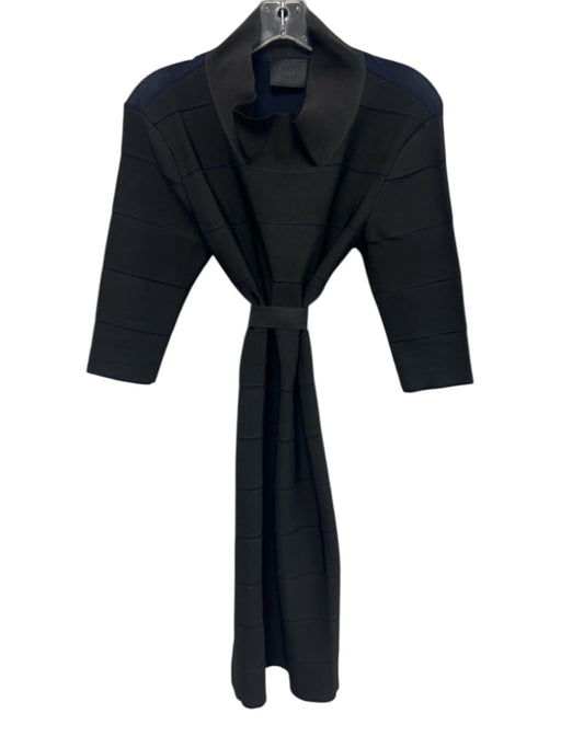 Lanvin Size S Black & Navy Blue Viscose Blend 3/4 Sleeve Wide Turtleneck Dress Black & Navy Blue / S