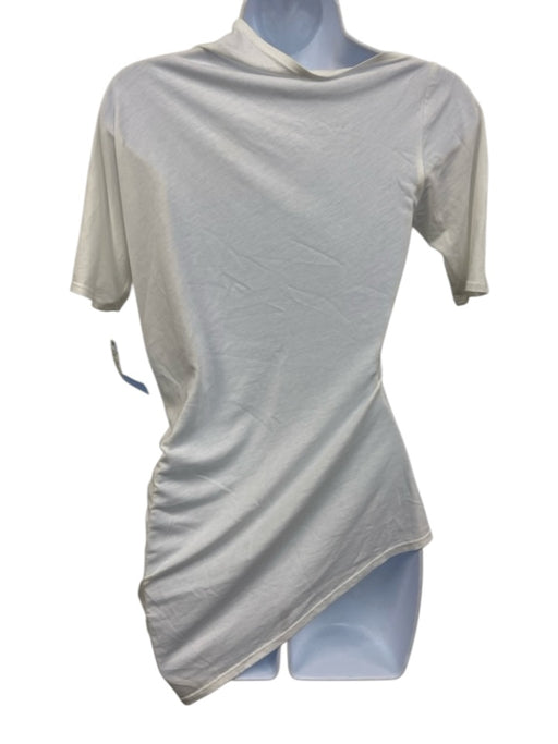 Kallmeyer Size S White Missing Fabric Tag Asymmetrical Short Sleeve Draped Top White / S