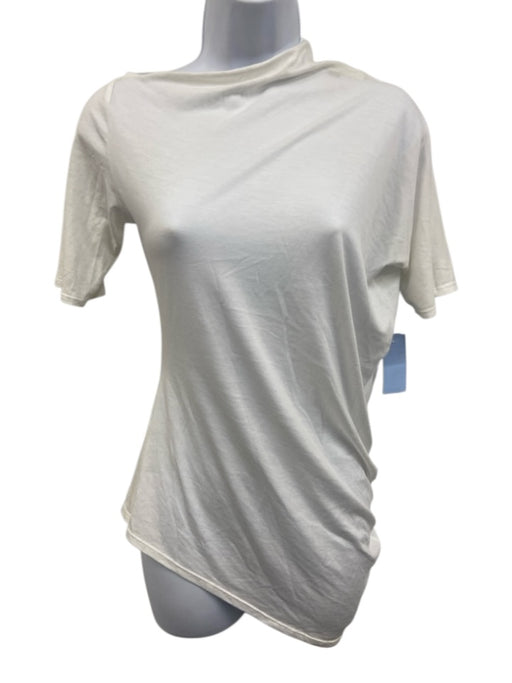Kallmeyer Size S White Missing Fabric Tag Asymmetrical Short Sleeve Draped Top White / S