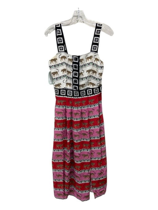 Hayley Menzies Size S White, Black & Multi Silk Sleeveless All Over Print Dress White, Black & Multi / S