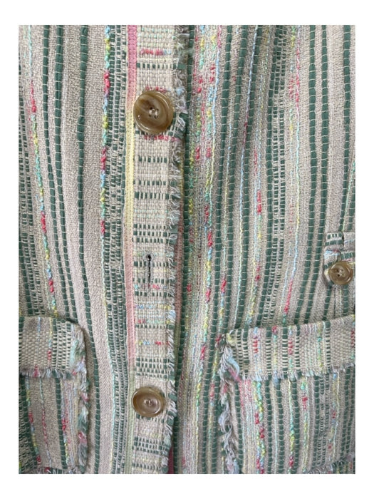 Lela Rose Size 6 Beige, Green, & Multi Cotton Blend Silk Lining tweed Coat Beige, Green, & Multi / 6