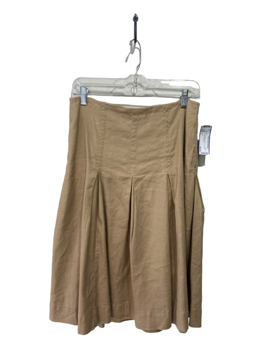 Maeve Size 2 Tan Linen Blend Back Zip Pleated Pockets Skirt Tan / 2