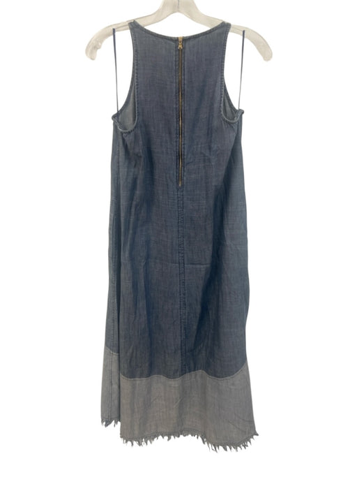 Trina Turk Size XS Blue Lyocell Sleeveless Zip Back Frayed Hem Maxi Dress Blue / XS