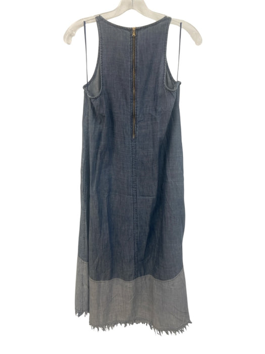 Trina Turk Size XS Blue Lyocell Sleeveless Zip Back Frayed Hem Maxi Dress Blue / XS