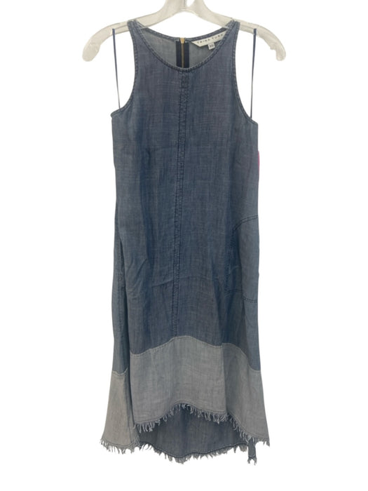 Trina Turk Size XS Blue Lyocell Sleeveless Zip Back Frayed Hem Maxi Dress Blue / XS