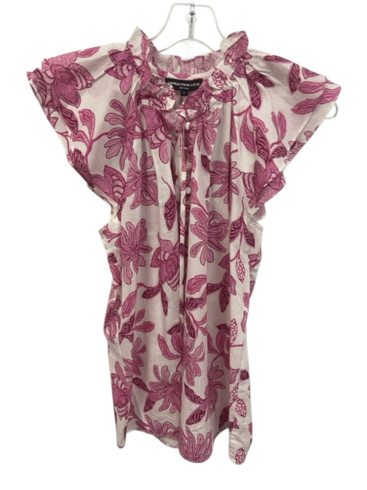 Generation Love Size S Pink & White Cotton Sleeveless Printed Button Front Top Pink & White / S