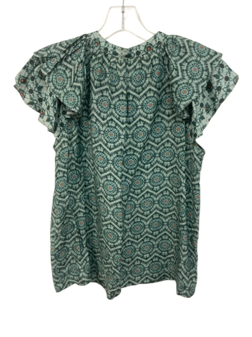 Marie Oliver Size S Blue Rayon Blend Tie Front Sleeveless Printed Top Blue / S