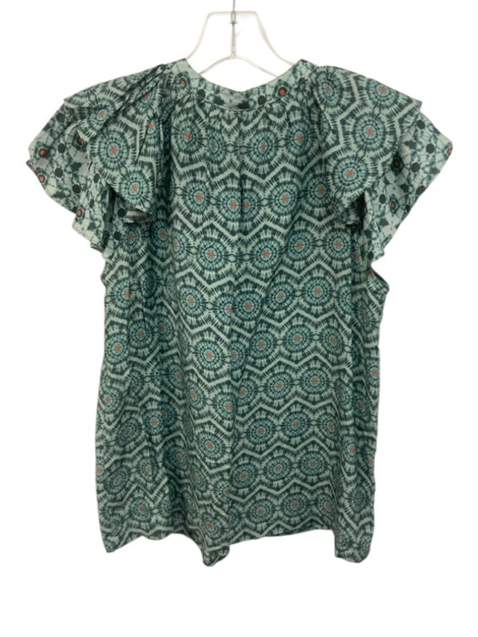 Marie Oliver Size S Blue Rayon Blend Tie Front Sleeveless Printed Top Blue / S