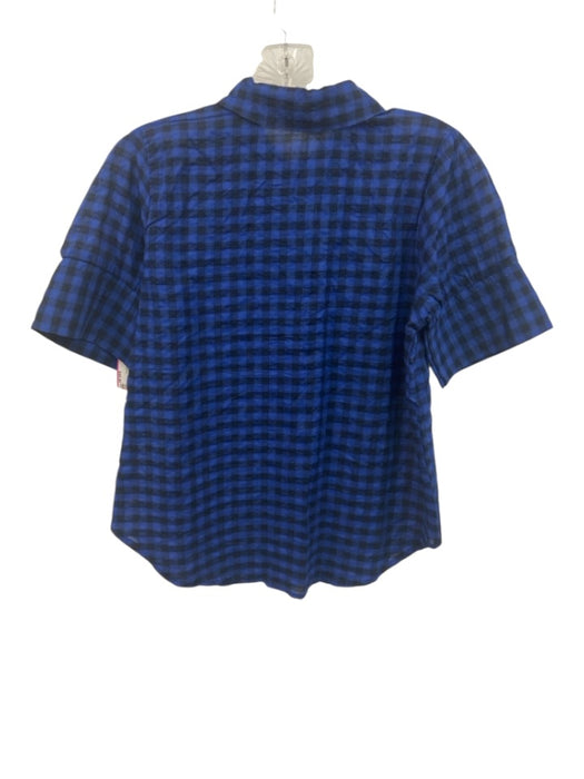 Never a Wallflower Size XS Blue & Black No Fabric Tag Button Front gingham Top Blue & Black / XS