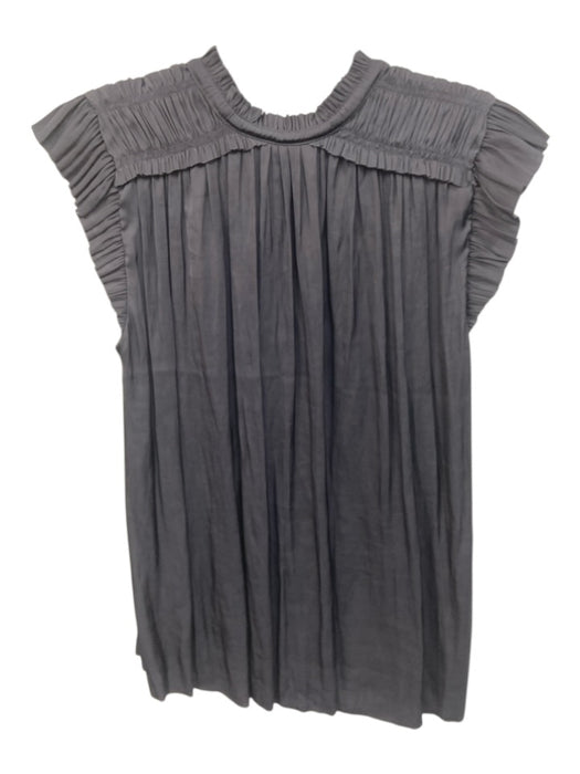 Ulla Johnson Size 2 Dark Gray Polyester V Neck Tie Neck Sleeveless Top Dark Gray / 2