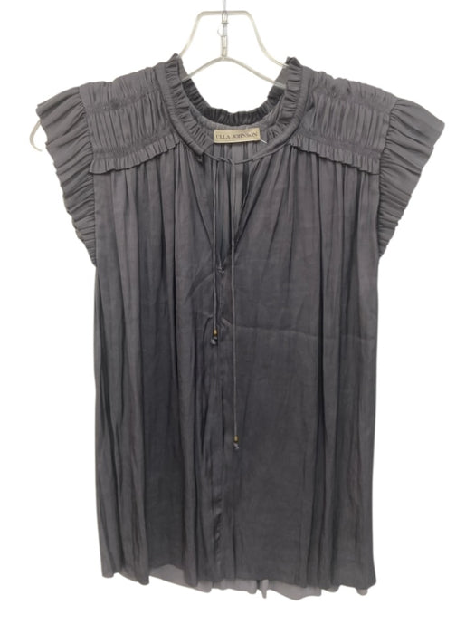Ulla Johnson Size 2 Dark Gray Polyester V Neck Tie Neck Sleeveless Top Dark Gray / 2