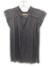 Ulla Johnson Size 2 Dark Gray Polyester V Neck Tie Neck Sleeveless Top Dark Gray / 2