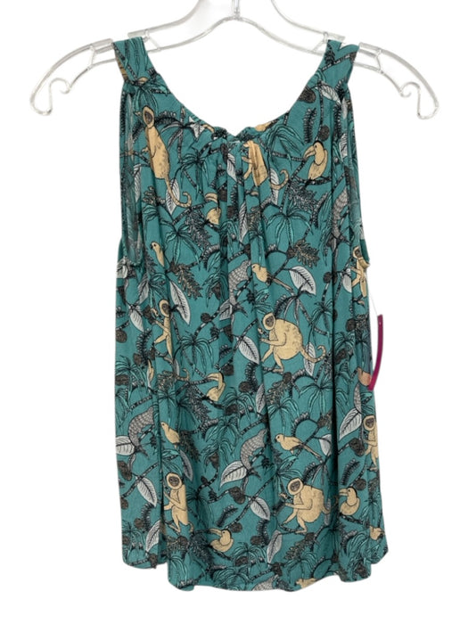 Roller Rabbit Size XS Blue Rayon Keyhole Back Sleeveless Printed Top Blue / XS