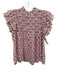 Oliphant Size S White, Red & Purple Cotton Pintuck Short Sleeve Printed Top White, Red & Purple / S