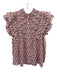 Oliphant Size S White, Red & Purple Cotton Pintuck Short Sleeve Printed Top White, Red & Purple / S