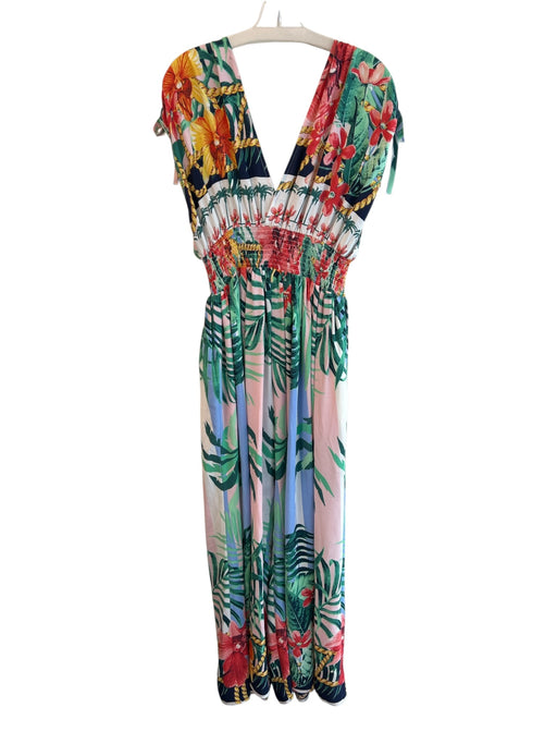 The Sang Size Medium Multi No Fabric Tag Deep V Neck & Back Floral Dress Multi / Medium