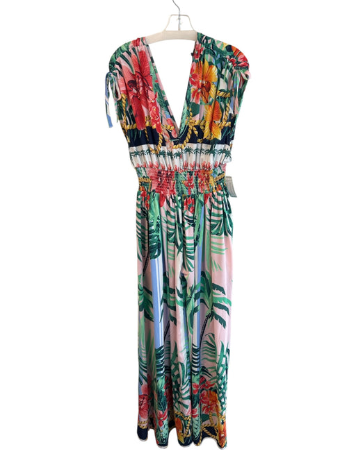 The Sang Size Medium Multi No Fabric Tag Deep V Neck & Back Floral Dress Multi / Medium