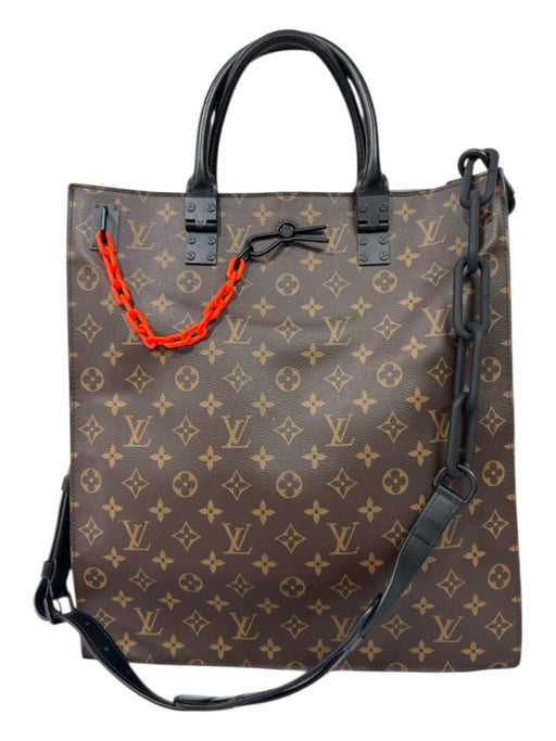 Louis Vuitton Brown, Tan, Black & Orange Coated Canvas Leather Handle Tote Bag Brown, Tan, Black & Orange / Medium