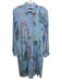 Weekend Max Mara Size 6 Blue & Multi Silk Printed 1/2 Button Long Sleeve Dress Blue & Multi / 6