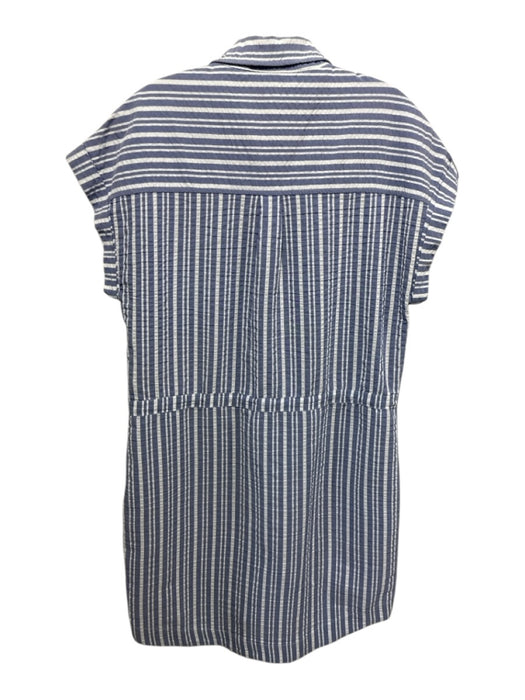Veronica Beard Size M Blue & White Cotton Blend Patch Pocket Sleeveless Dress Blue & White / M