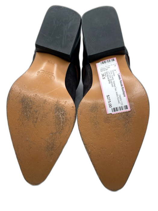Chloe Shoe Size 38.5 Gray Suede Pointed Toe Ankle Buckle Low Heel Booties Gray / 38.5