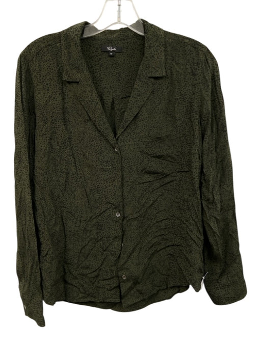 Rails Size M Green & Black Rayon & Viscose Long Sleeve Abstract Dots Buttons Top Green & Black / M
