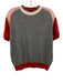 Piazza Sempione Size M Gray, Red, Pink Short Sleeve Waffle Knit Sweater Top Gray, Red, Pink / M
