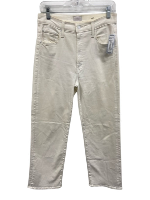 Mother Size 28 White Cotton & Polyester Zip Fly Straight Leg High Rise Jeans White / 28