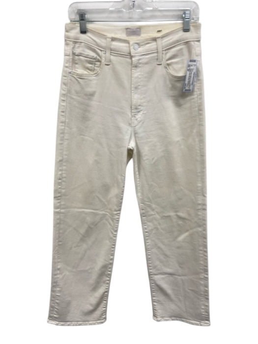 Mother Size 28 White Cotton & Polyester Zip Fly Straight Leg High Rise Jeans White / 28