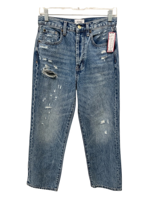Pistola Size 26 Medium Wash Cotton Denim Distressed Button Fly High Rise Jeans Medium Wash / 26