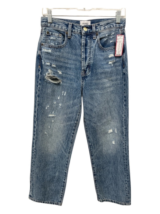 Pistola Size 26 Medium Wash Cotton Denim Distressed Button Fly High Rise Jeans Medium Wash / 26