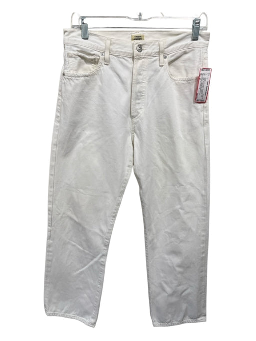 Citizens of Humanity Size 26 White Cotton Denim Button Fly High Rise Crop Jeans White / 26