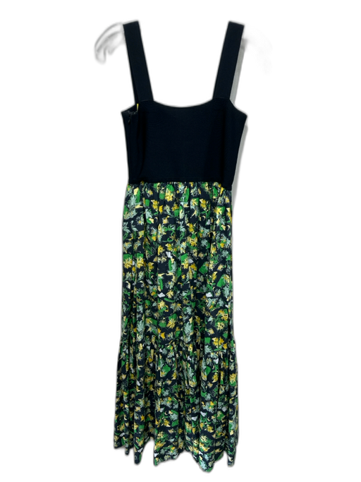 Tanya Taylor Size S Black, green & yellow Cotton Knit Fabric Block Floral Dress Black, green & yellow / S