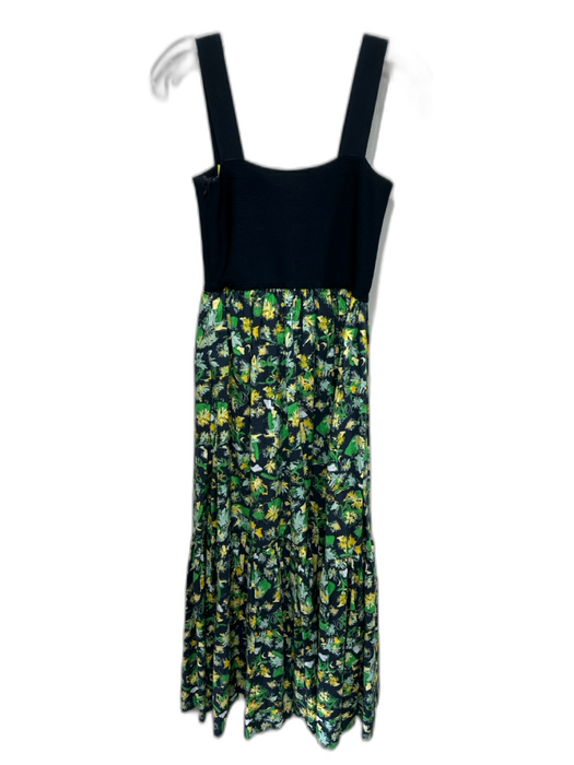 Tanya Taylor Size S Black, green & yellow Cotton Knit Fabric Block Floral Dress Black, green & yellow / S