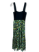 Tanya Taylor Size S Black, green & yellow Cotton Knit Fabric Block Floral Dress Black, green & yellow / S