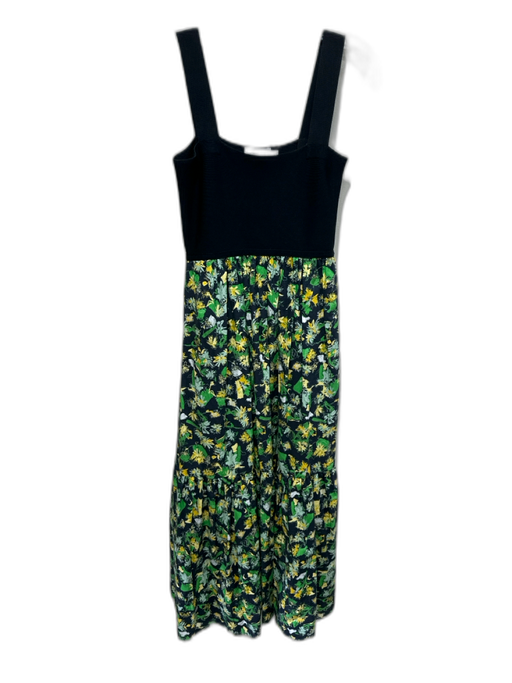 Tanya Taylor Size S Black, green & yellow Cotton Knit Fabric Block Floral Dress Black, green & yellow / S
