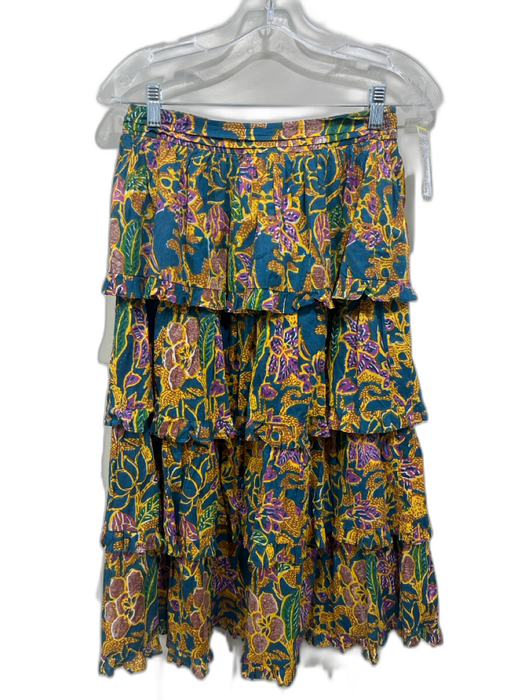 Cleobella Size S Teal, Yellow & Purple Cotton Floral Paisley Midi Skirt Set Teal, Yellow & Purple / S