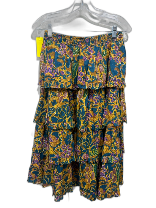 Cleobella Size S Teal, Yellow & Purple Cotton Floral Paisley Midi Skirt Set Teal, Yellow & Purple / S