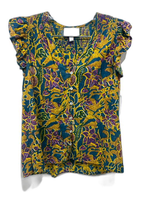 Cleobella Size S Teal, Yellow & Purple Cotton Floral Paisley Midi Skirt Set Teal, Yellow & Purple / S